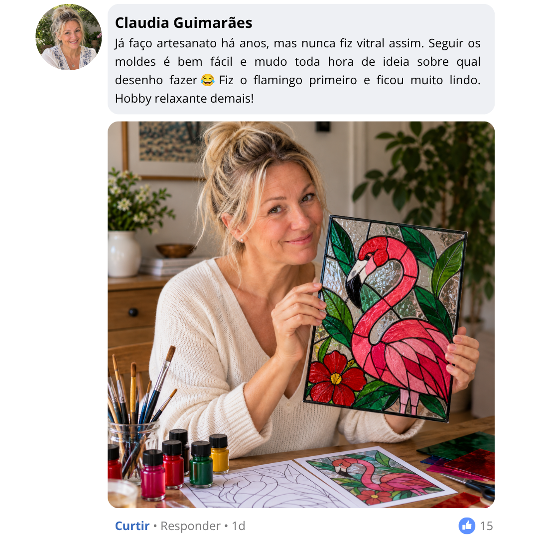 Depoimento de Claudia Guimarães sobre seguir os moldes e criar um flamingo.